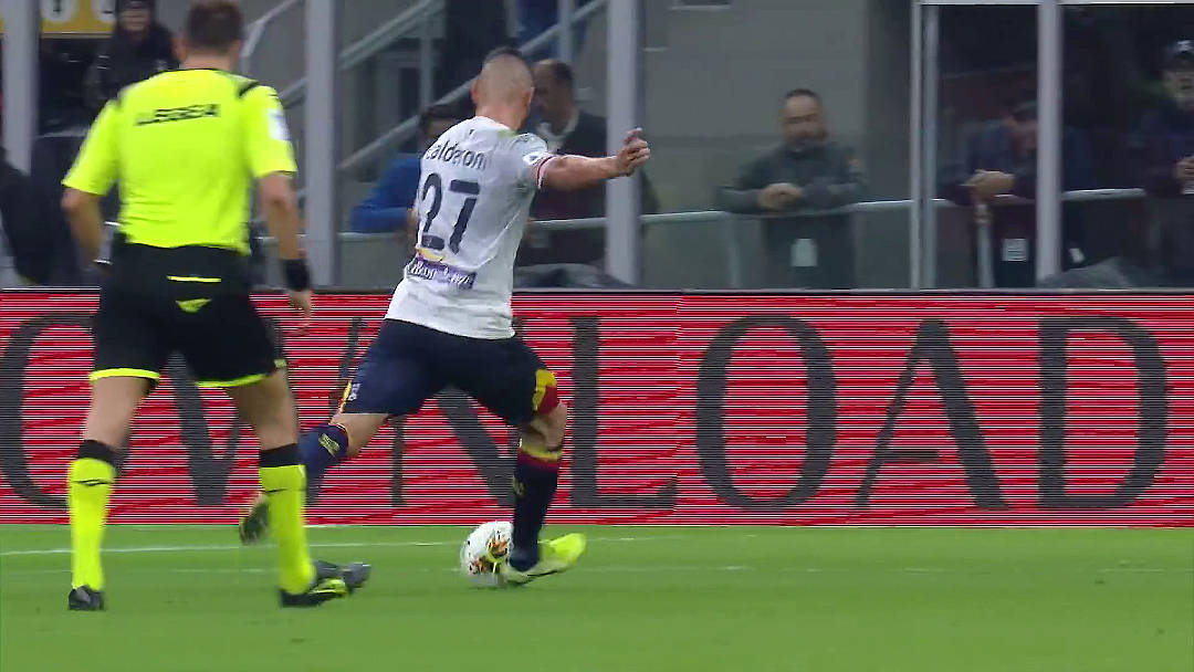 Il gol di Calderoni al Milan